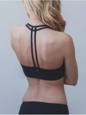 Montial teardrop Black Strappy Back Sports Bra